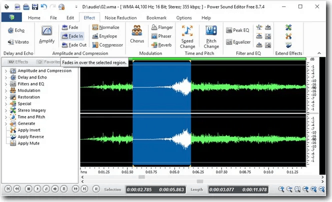Audacity alternatives - Power Sound Editor